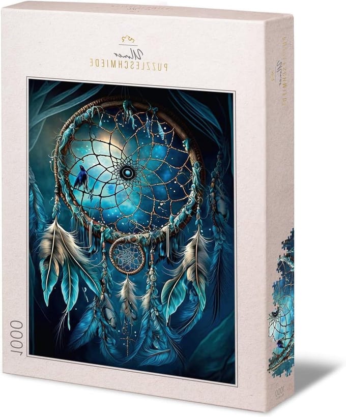 Legpuzzel Dromenvanger - Puzzel Indiaans - Ontspannend Puzzelen - Lichtgevend Symbool - 68 x 48 cm - Donker