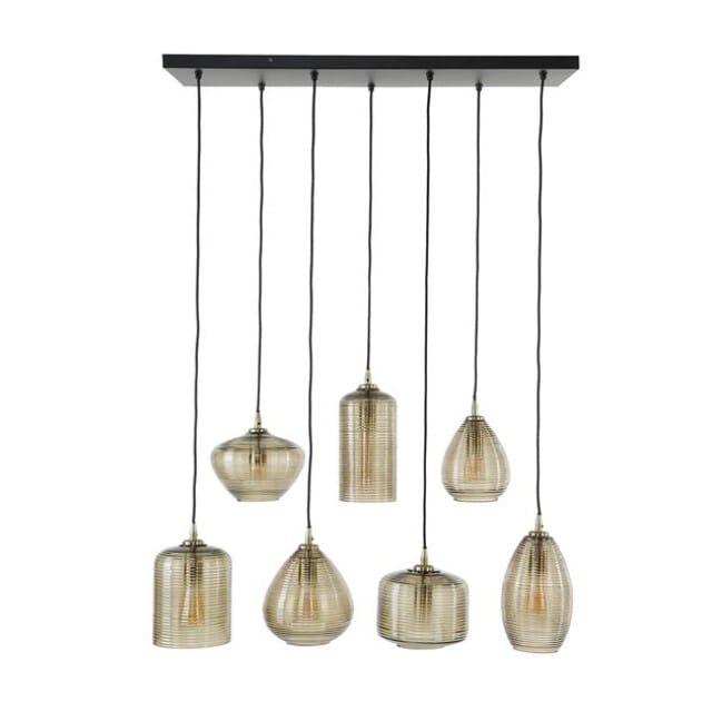 Hoyz Collection - Hanglamp 4+3 Stripe Glass Horizontal - Amberkleurig Glas