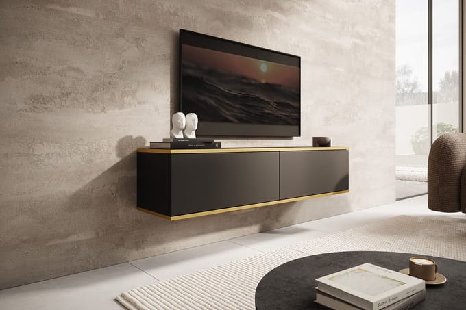 Meubella - TV-Meubel Orleans - Zwart - 135 cm