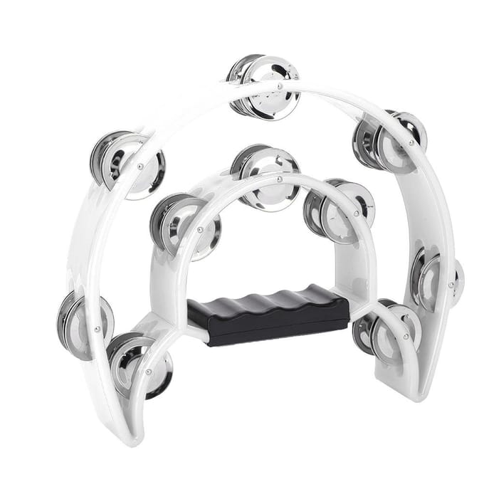 Dubbele rij Jingles handbel tamboerijn percussie muziekinstrument wit