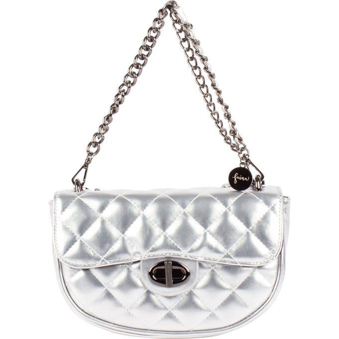 Faina Schoudertas in metallic look Dames zilver
