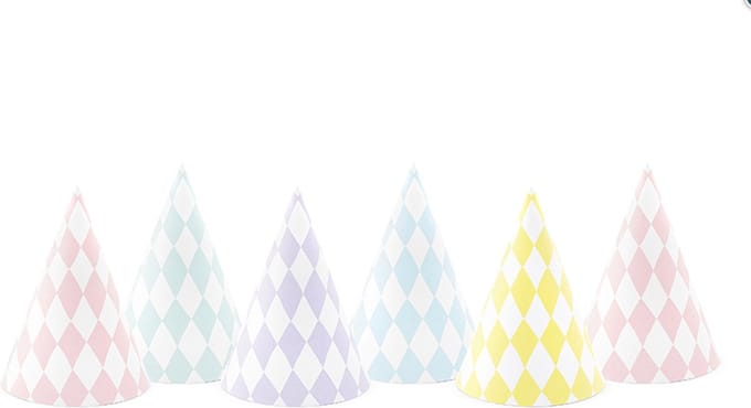 Feesthoedjes pasteltinten (6 stuks) -  Yummy - Partydeco
