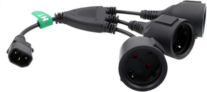 Netsnoer Y Splitter - Verlengkabel Adapter - Apparaten Aansluiten - 3 Weg Verdeler - 60 cm - Zwart