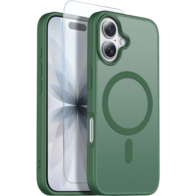 Northjo 2-in-1 iPhone 17 Hoesje – Shockproof, MagSafe + Screenprotector Groen