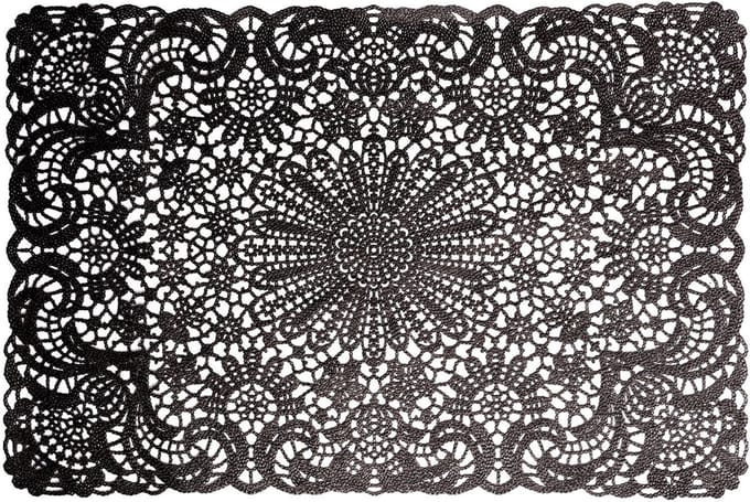 Lavandoux - Vinyl Crochet Placemats - Zwart - Set van 6