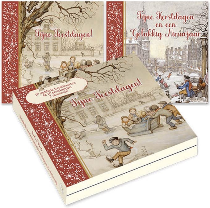Anton Pieck kerstdoosje - Kinderen in slee - IJstafereel