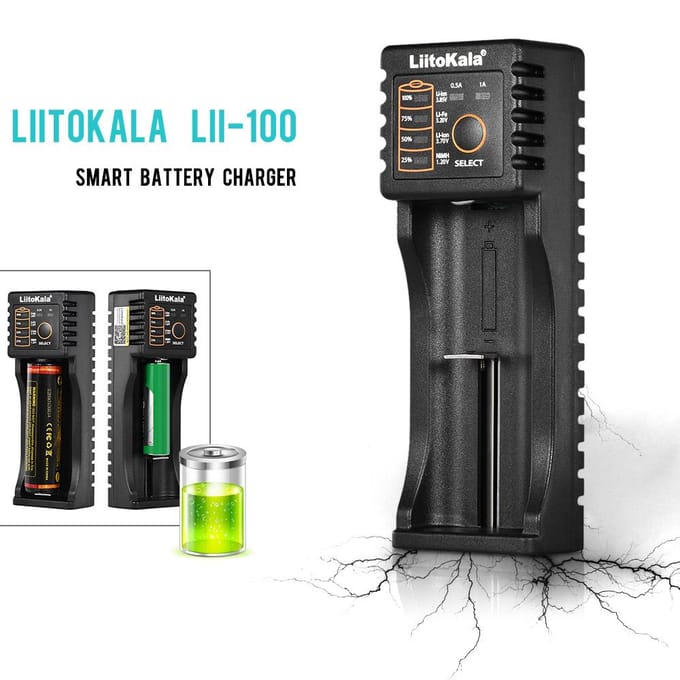 LiitoKala Lii-100 batterijlader voor NiMH-lithium zwart