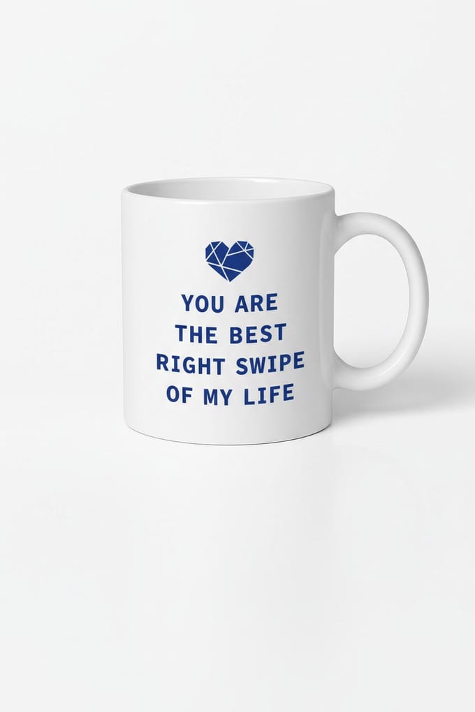 Mok 'Jij bent de beste juiste swipe van mijn leven' met Hart Design | Romantisch Cadeau