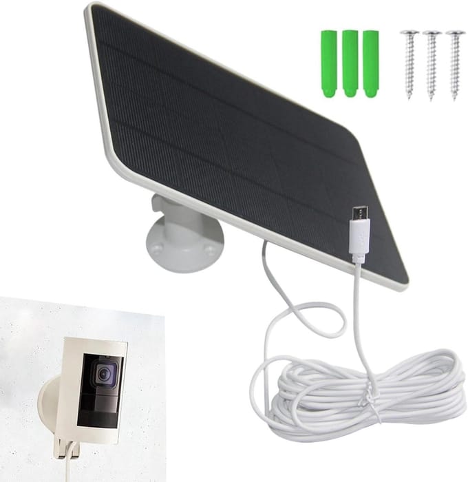 Zonnepaneel voor Camera - Solar Charger - Continue Beveiliging - Weerbestendige Constructie - 23 x 15 x 5 cm - Wit