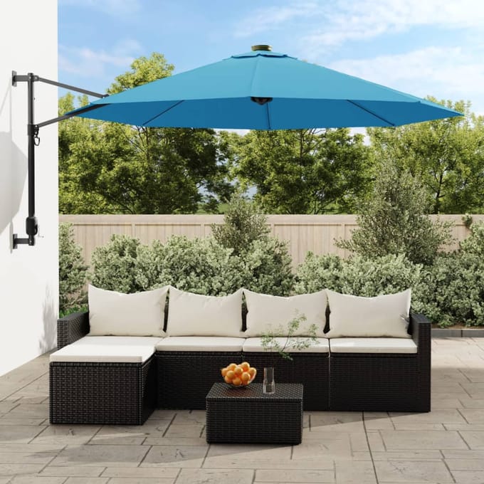 Vidaxl Wandparasol voor Tuin, Blauw, 290 Cm