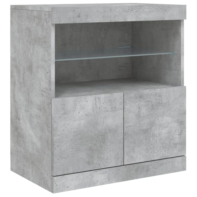 vidaXL - Dressoir - met - LED-verlichting - 60x37x67 - cm - betongrijs