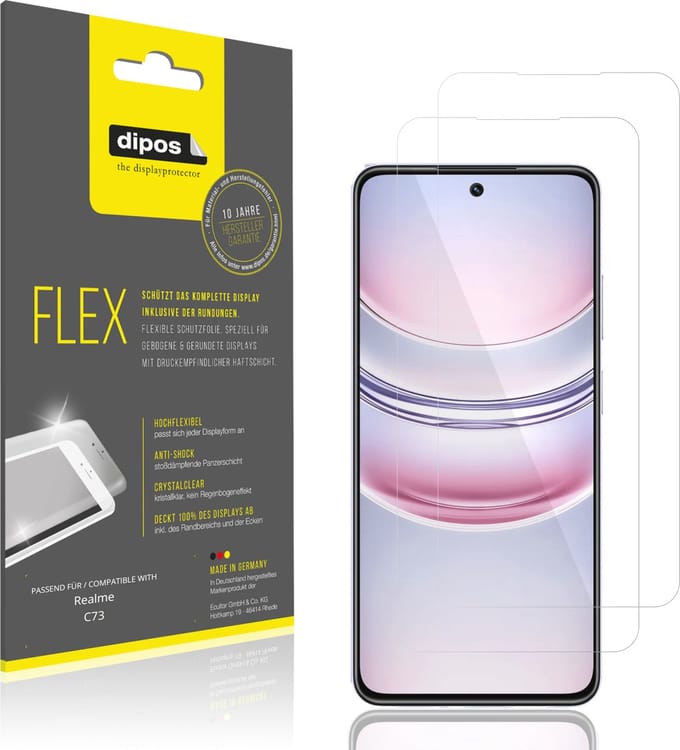 dipos – 2x Beschermfolie geschikt voor Realme C73 | 3D Full Cover Screenprotector | 100% Passend