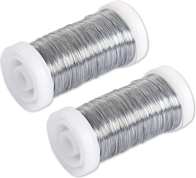Rayher Bloemendraad of ijzerdraad - 2x - zilver - 0.35 mm dik - 100 meter snoer - metaaldraad - bindmaterialen