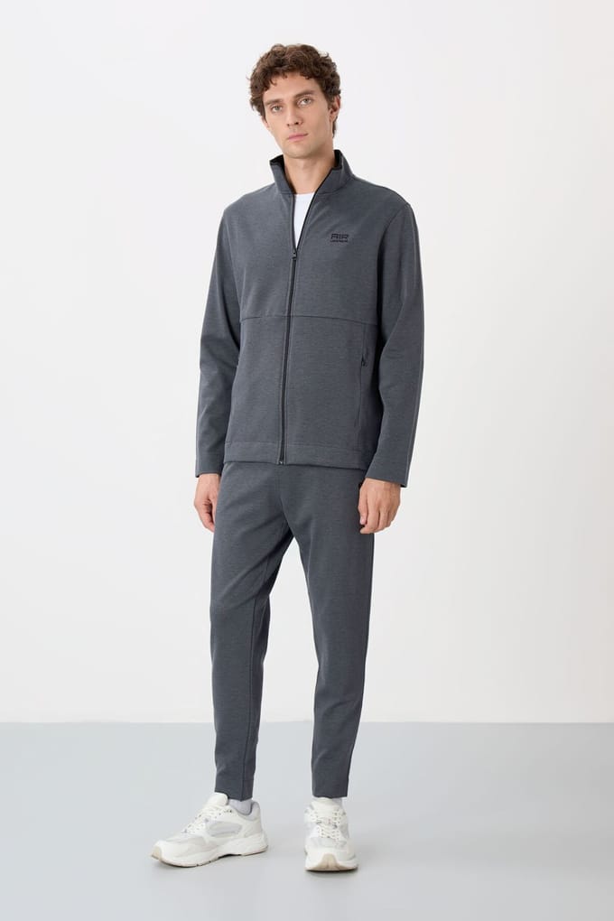 Heren Sweatshirt met Ritskraag en Broek Set