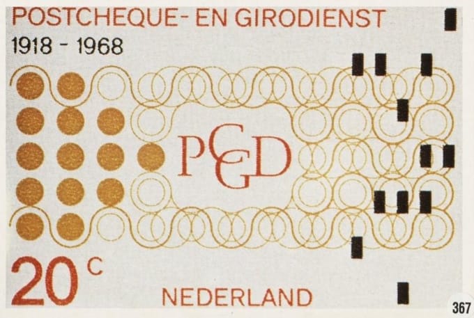 Briefkaart met afbeelding Postcheque- en Girodienst postzegel