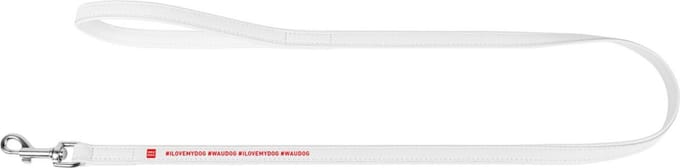 WAUDOG Design # I Love My Dog Hondenriem - Echt Leder - Wit - Breedte: 18 mm - Lengte: 122 cm