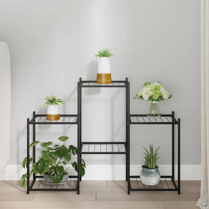 vidaXL - Bloemenstandaard - 83x25x60 - cm - ijzer - zwart