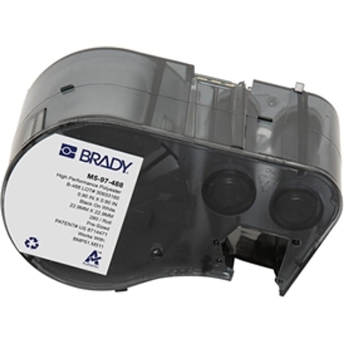 Brady M5-97-488 polyester labels zwart op wit | 22,86 mm x 22,86 mm (origineel)