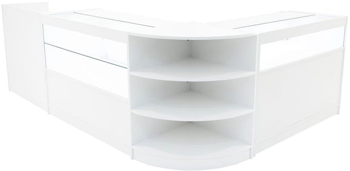 Europa led winkeltoonbank set - wit - 120/60 cm - 4-delig modulair