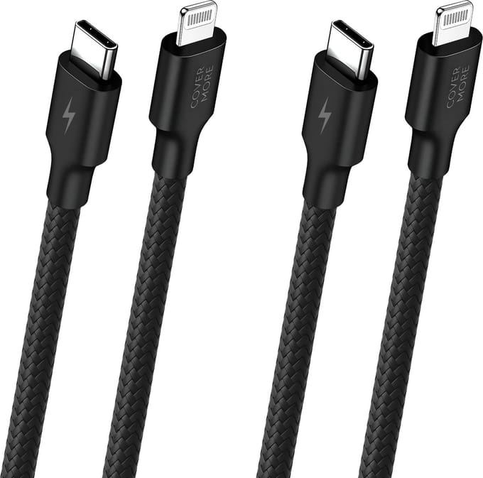 2x laadkabel geschikt voor iPhone 14, 13, 12, 11, x - Usb C naar Lightning kabel - 1 meter - Stevig - Zwart