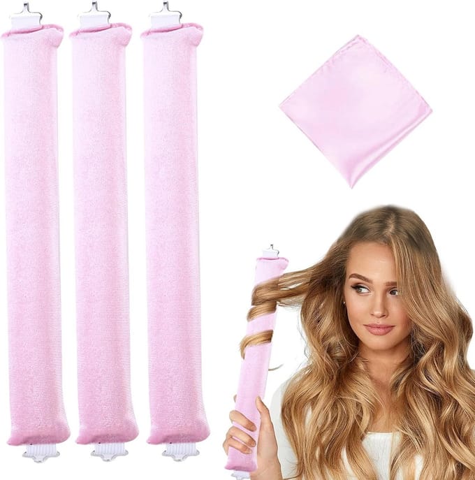 Heatless Haarrollers - Krulspelden Set - Haar Krullen - Warmtevrij Ontwerp - 3 Stuks - Roze