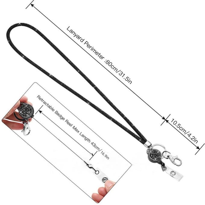 Porte-badges, cordon rétractable, cordon d'identification, étiquette de nom, porte-badge, bobines, clips de chaîne, corde suspendue, porte-clés, collier, sangle gris