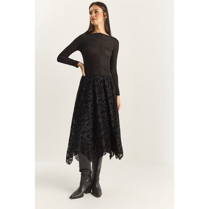Hoge Taille Asymmetrische Midi Rok