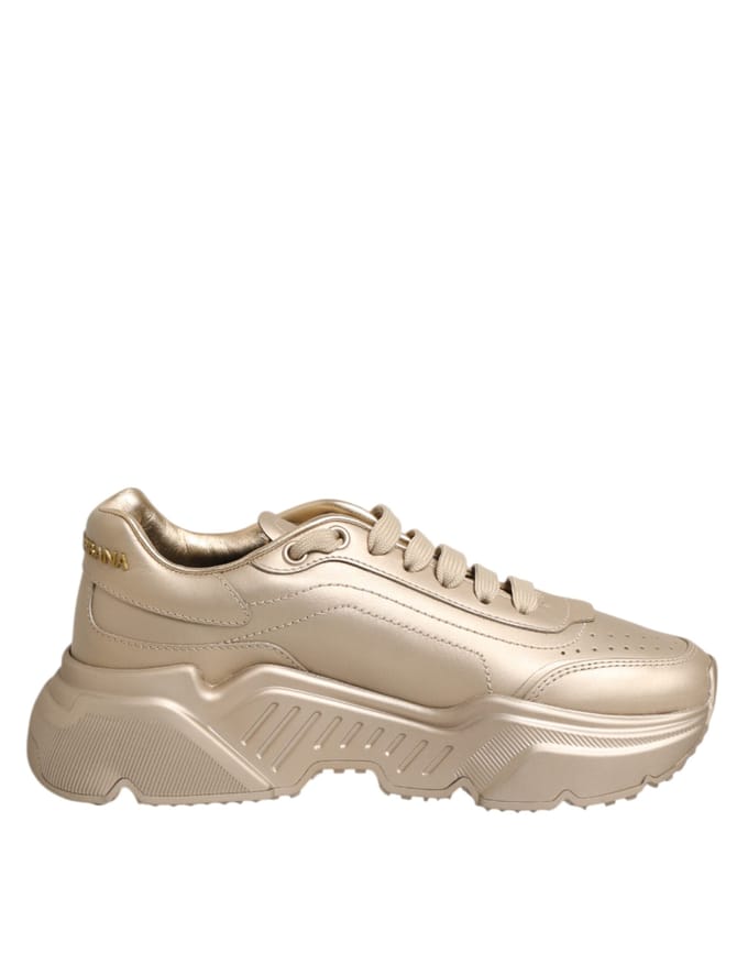 Dolce & Gabbana Gouden Leren Daymaster Dames Sneakerschoenen