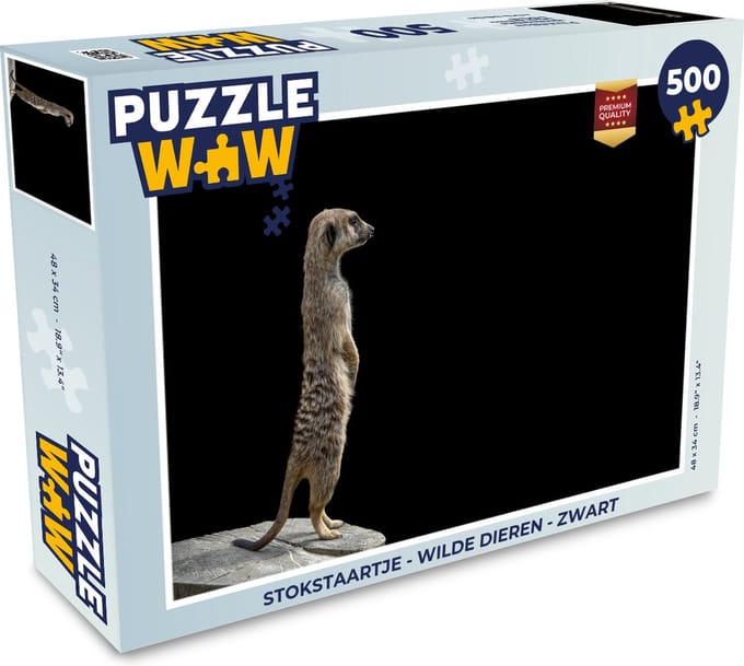 Puzzel Stokstaartje - Wilde dieren - Zwart - Legpuzzel - Puzzel 500 stukjes