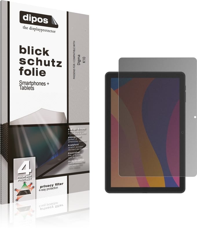 dipos – Matte Privacy Screenprotector geschikt voor Digma K10 | Anti-Spy Beschermfolie
