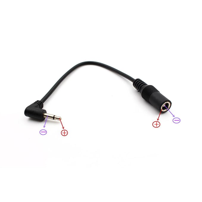 5,5 mm * 2,12,5 mm naar 3,5 mm (18 ) Voedingskabel met positieve tip voor gitaareffect 1-pack black