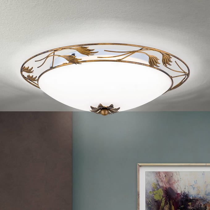 ORION Plafondlamp Fleur, antiek goud, Ø 50 cm
