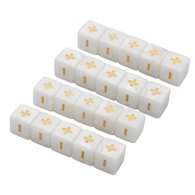20 pcs Dés Math Signe Plus Moins 16mm Ensemble de Dés de Calcul d'Opération Mathématique pour l'Éducation Infantile white