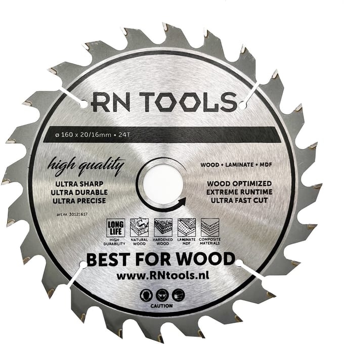 RNtools Cirkelzaagblad 160 mm - 24 tanden - voor Hout, MDF, Multiplex - Speciaal voor Festool