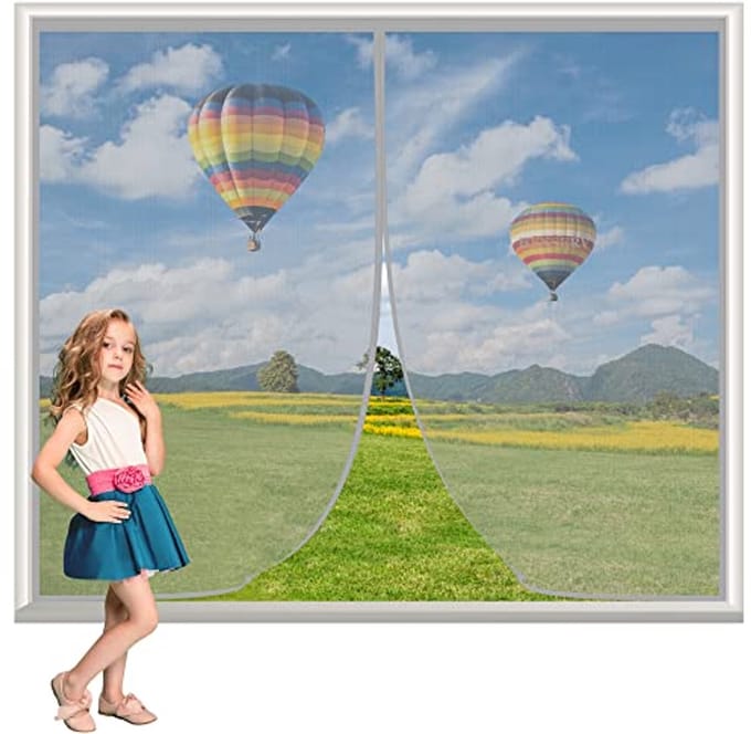 Vliegenhor 90x65cm - Mosquito Net met Automatische Sluiting voor Vensters