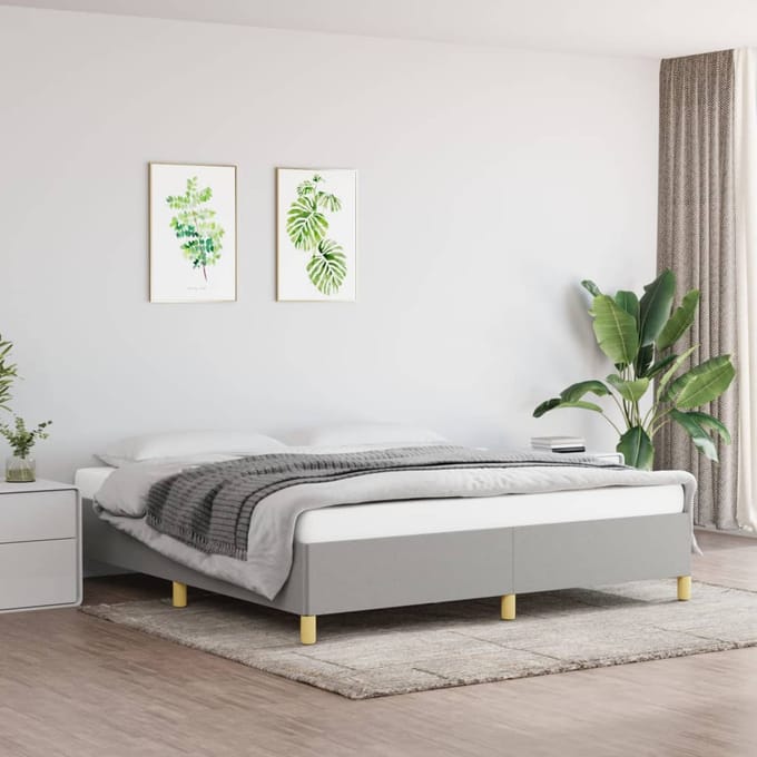 vidaXL - Boxspring - bed - stof - lichtgrijs - 180x200 - cm