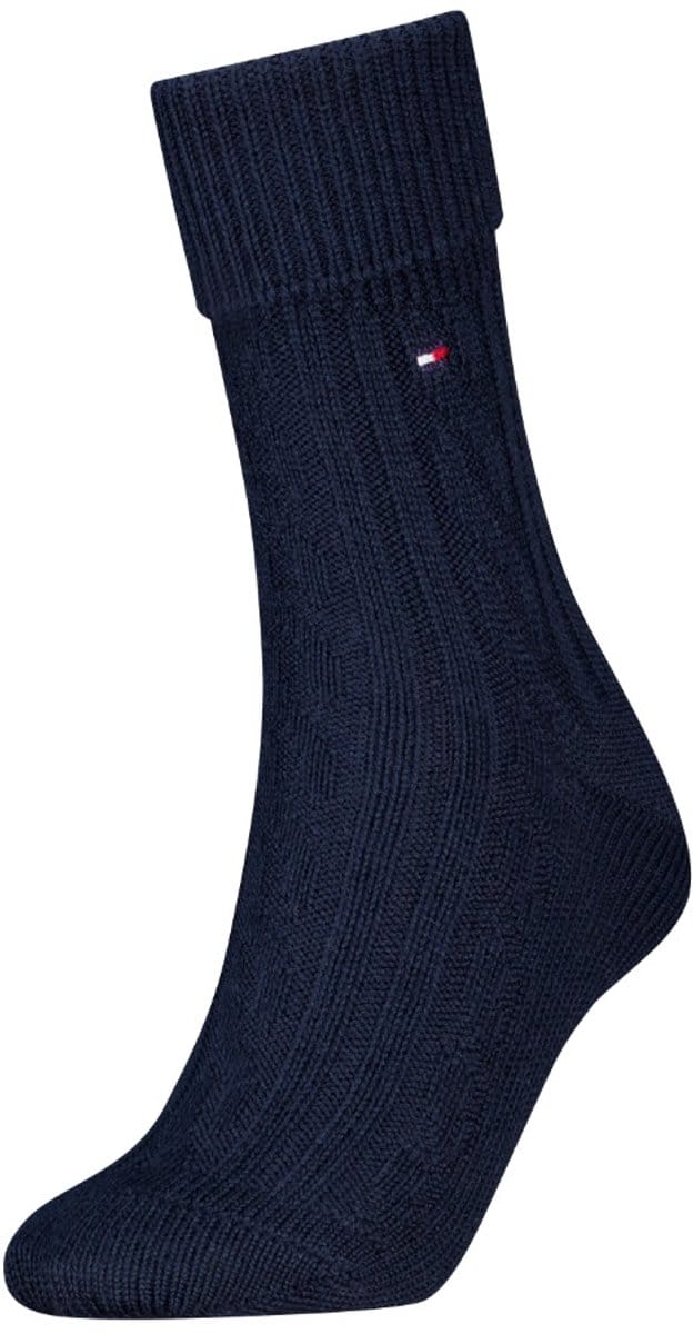 Damessokken met kabelpatroon - Navy - 39-42