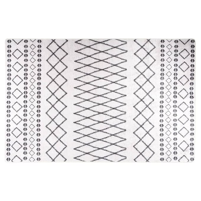 vidaXL - Vloerkleed - wasbaar - 160x230 - cm - zwart - en - wit