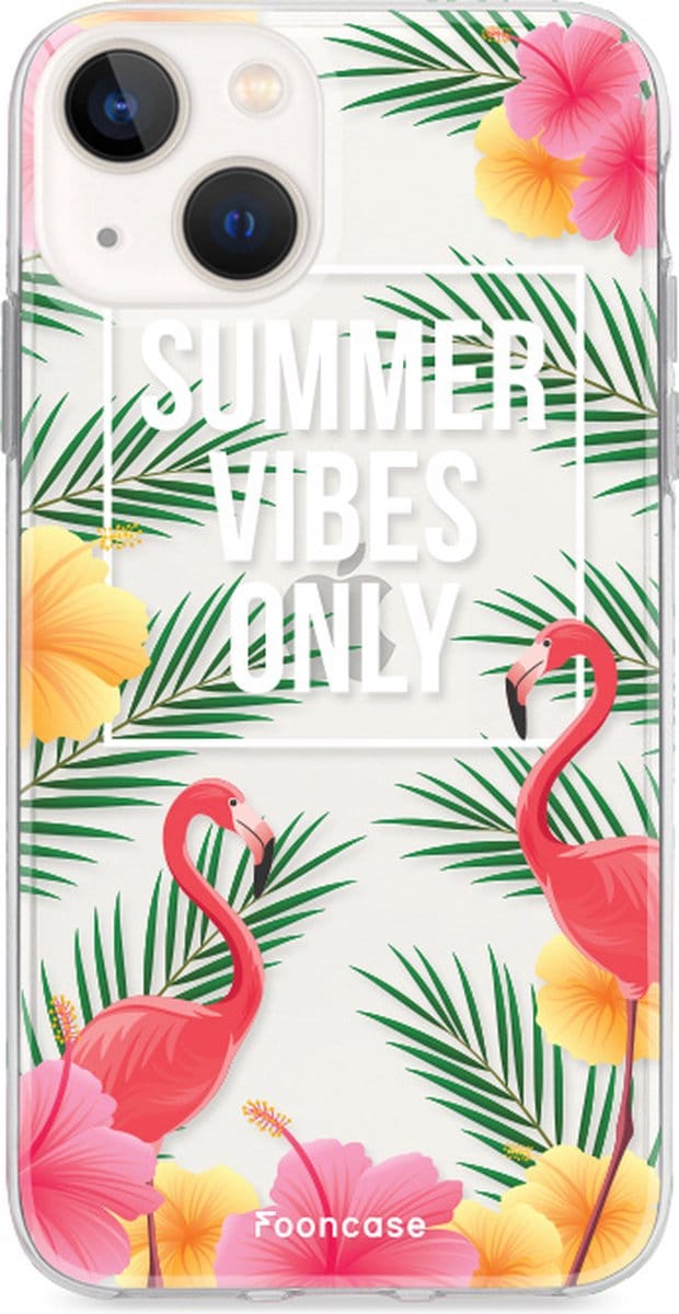 Fooncase Hoesje Geschikt voor iPhone 13 Mini - Shockproof Case - Back Cover / Soft Case - Summer Vibes Only