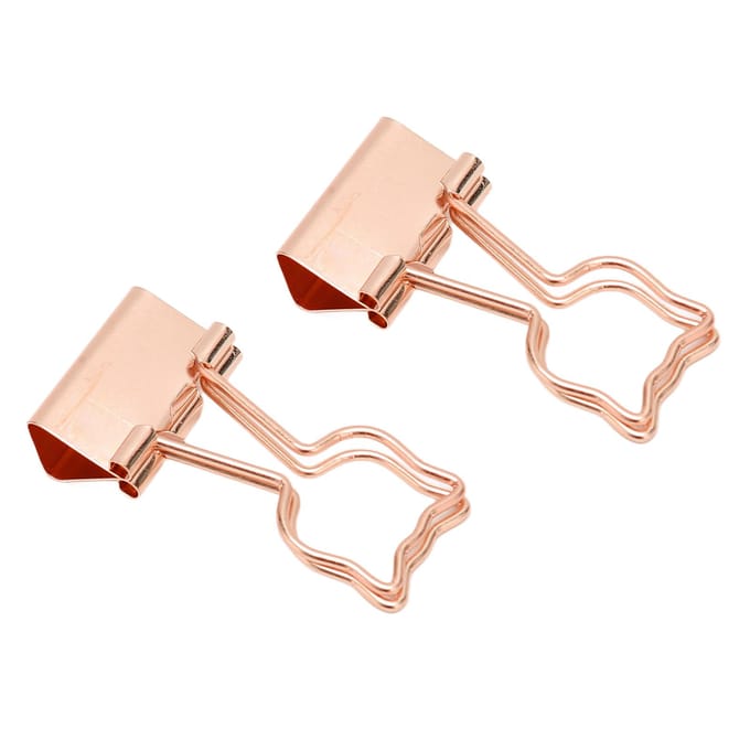 100pcs Pinces à Reliure Forme Chat Métal Fer Creux Compact Portable Amusant Pinces à Reliure pour Documents or