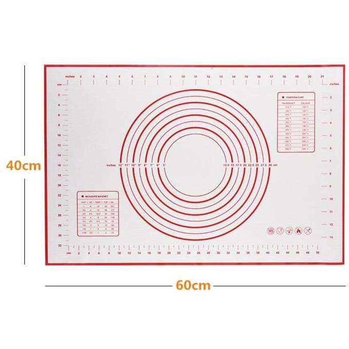 Rouleaux à Pâtisserie en Acier Inoxydable Tapis de Pâtisserie en Silicone Outils de Cuisson de Cuisine pour Cuire Pâte Pizza Tarte Pâtisseries Pâtes Biscuits rouge