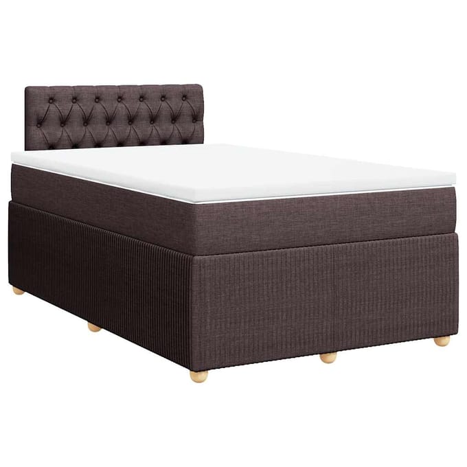 vidaXL - Boxspring - met - matras - stof - donkerbruin - 120x190 - cm