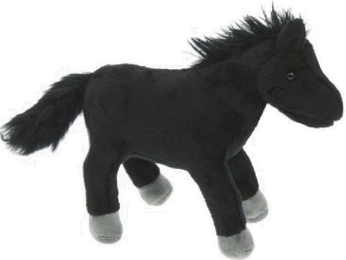 Cornelissen Pluche knuffel paarden - zwart - 25 cm - Boerderij dieren