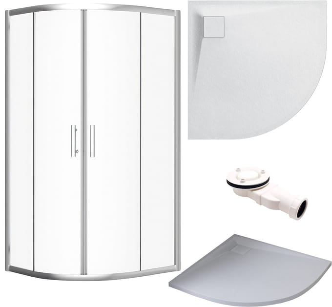 Bad Land HELA VIDAR douchecabine set - kwartrond - 80 x 80 x 193 cm - chroom/wit