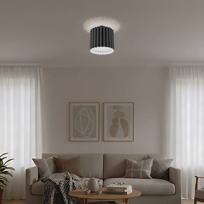Duolla Plafondlamp Aria, zwart, microvezel, E27