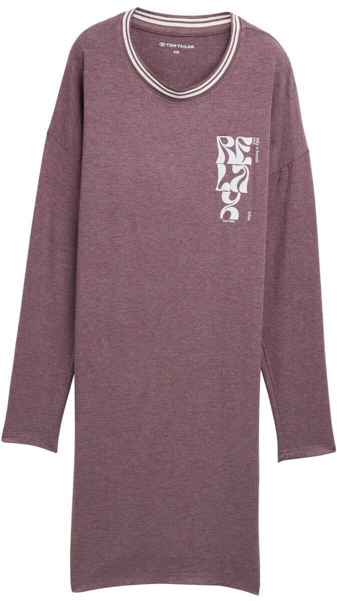 Tom Tailor - Nachthemd in gemêleerde look - Maat 38 - purple-medium-melange
