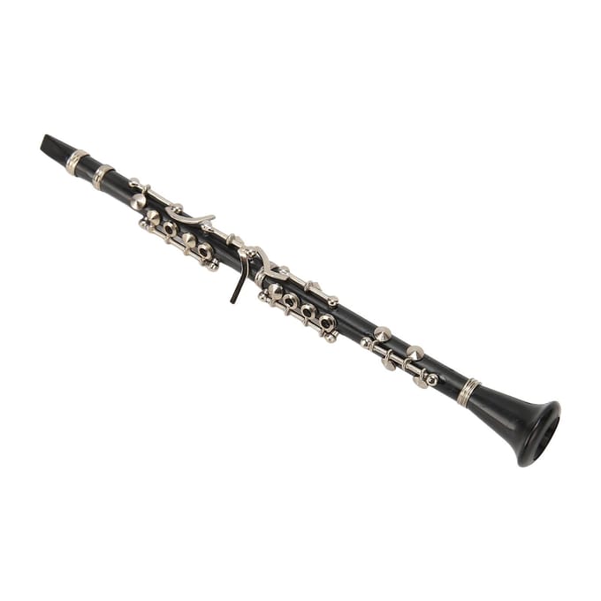 Miniatuur Klarinet Replica met Standaard en Koffer Muziekinstrument Model Poppenhuis Decoratie 7.4in black
