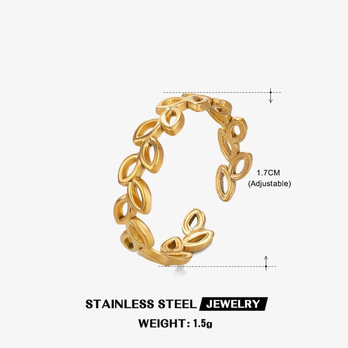 JewelGalerie-Ringen-One Size- Open Bladeren-Goud