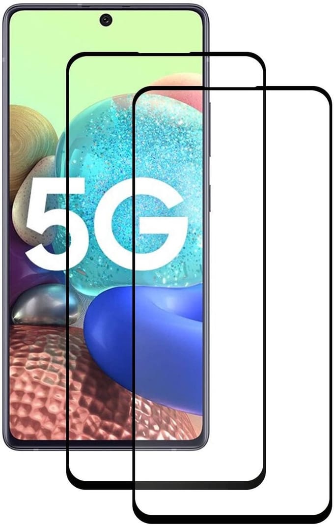 Screenprotector Geschikt voor Samsung Galaxy A72 5G screenprotector Full Cover 2 Pack tempered glazen Zwart