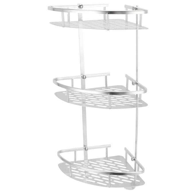 3-laags hoekdoucheplank, wandgemonteerde douche-organizer, opbergrek voor toilet, keuken white